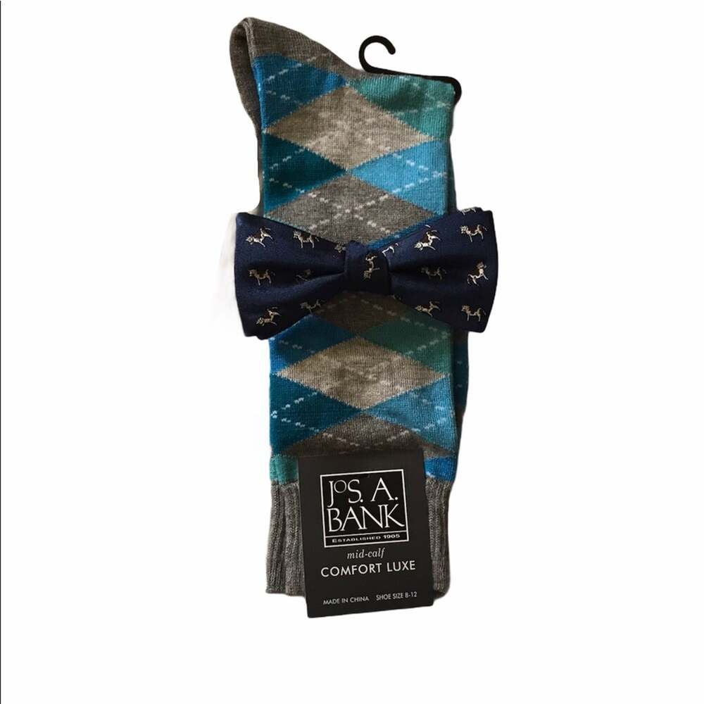Jos. A. Bank Cow Bow Tie and Argyle Socks Gift Set